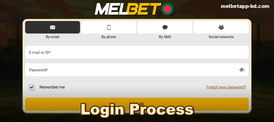 Log in with your personal profile of a Melbet player in Bangaldesh